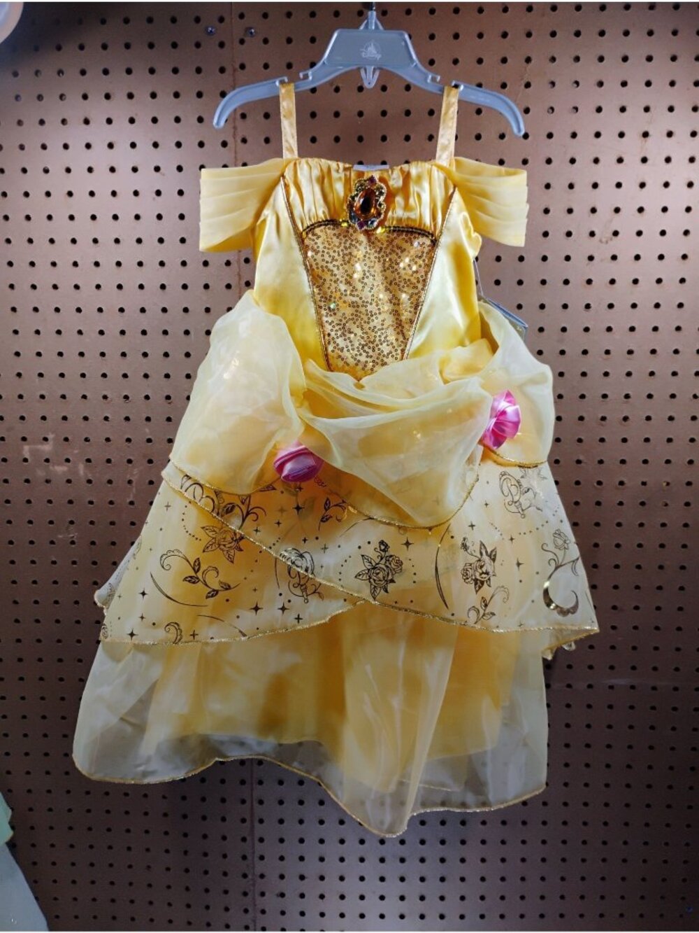 Disney Princess Belle Costume Dress Yellow Gold Girls S4 Sparkly
